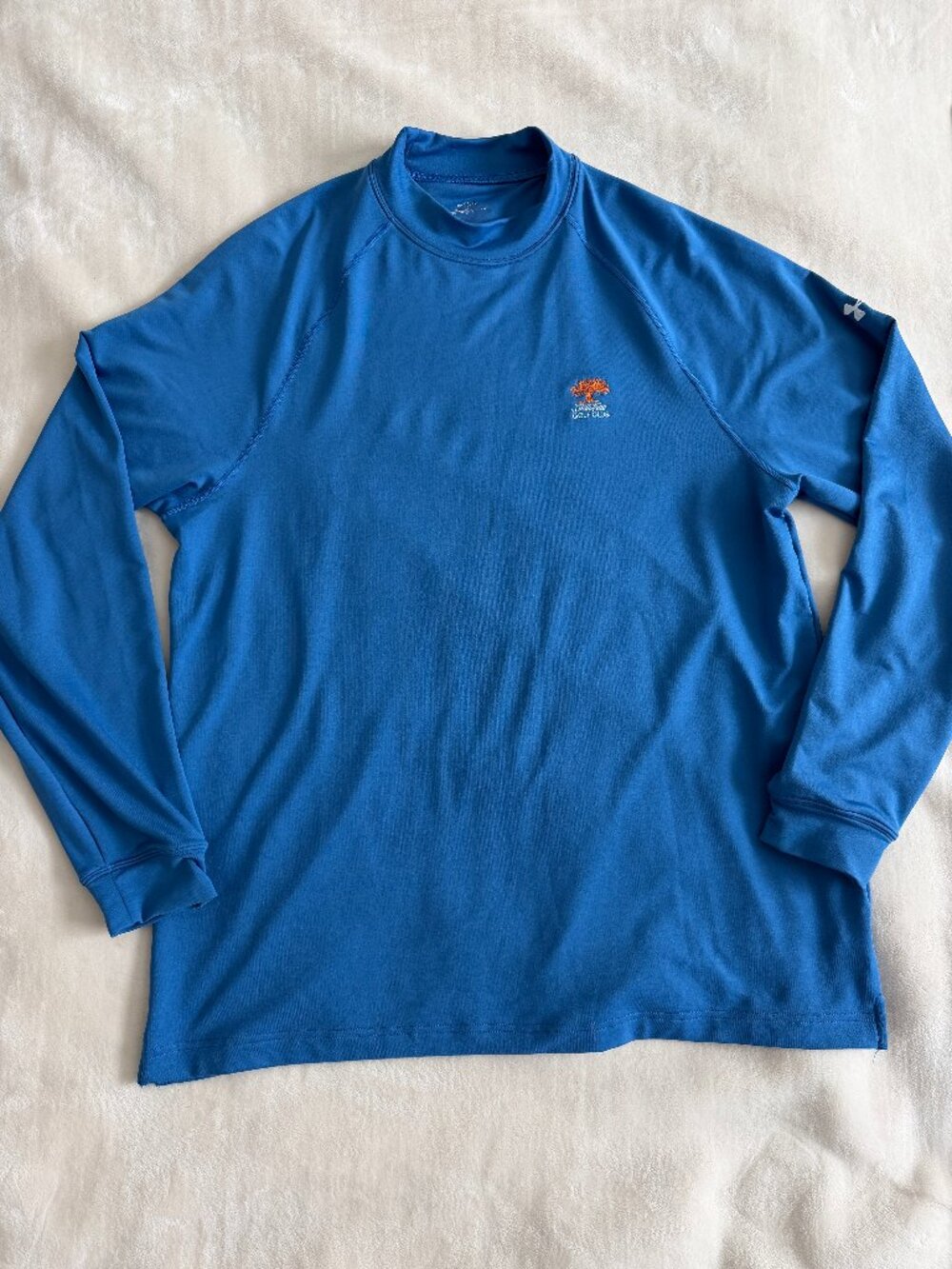 Under Armour Large Golf Base Layer Shirt Mens Blue Mock Neck Oak Tree Golf Club